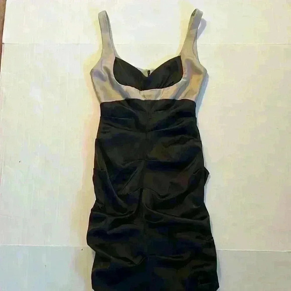 Xscspe by Joanna Chen, cocktail midi bodycon dress, black and grey size 4 rushed - Picture 2 of 5